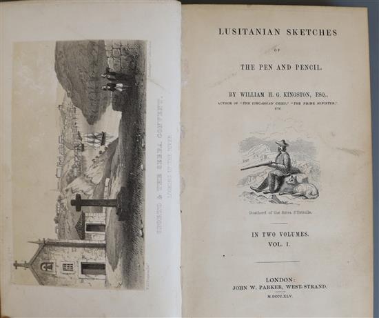Kingston, William Henry Giles - Lusitanian Sketches of the Pen and Pencil, 2 vols, octavo, calf, Society of
